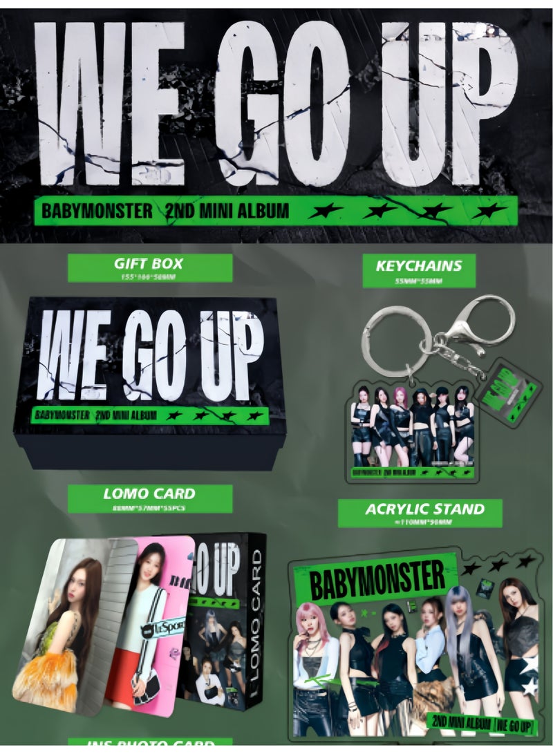Harse BABYMONSTER New Album WE GO UP Gift Box Includes Lomo Cards, Keychains, Diary Tapes, Keychains, Lanyards, Standees, and Stickers - Image 2